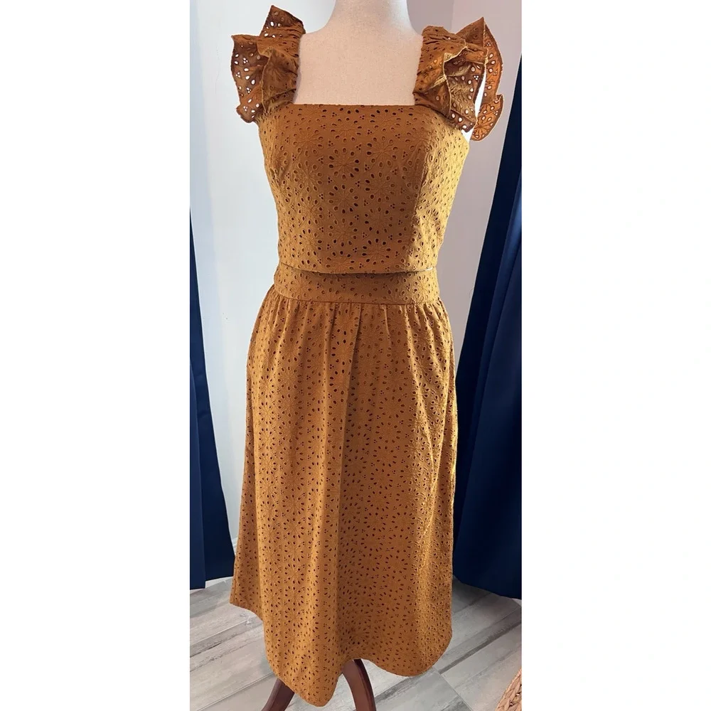 LILY PULITZER (8) Lolina Midi Set NWT Toffee Sunburst EYELET Luxury MSRP 298.00 - Picture 2 of 16